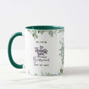 Persoonlijk BRIDESMAID Groene Dank Je Geschenk  M Mok