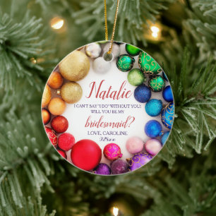 Persoonlijk Bridesmaid-voorstel Festive Colorful Keramisch Ornament