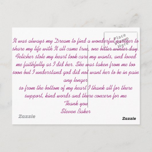 persoonlijk briefkaart (Achterkant)