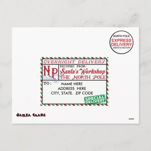 Persoonlijk BRIEFKAART van SANTA (Achterkant)