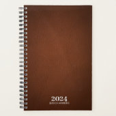 Persoonlijk briefpapier · Bruin leer 202x per week Planner (Voorkant)