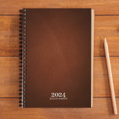 Persoonlijk briefpapier · Bruin leer 202x per week Planner