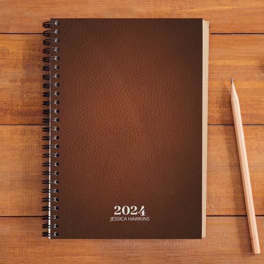 Persoonlijk briefpapier · Bruin leer 202x per week Planner