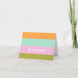 Persoonlijk briefpapier helder pastel cute gestree bedankkaart