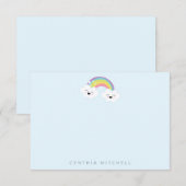 Persoonlijk briefpapier Kawaii regenboog lichtblau Bedankkaart (Voorkant / Achterkant)