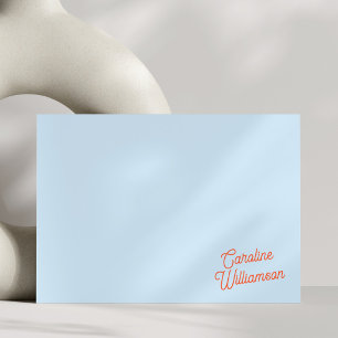 Persoonlijk briefpapier met eenvoudig blauw-oranje notitiekaartje