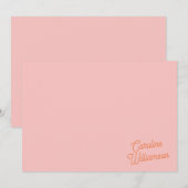 Persoonlijk briefpapier met eenvoudig roze-oranje  notitiekaartje (Voorkant / Achterkant)