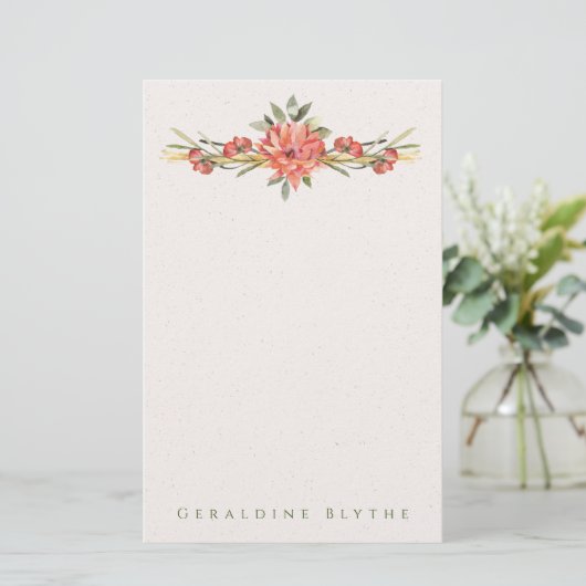 Persoonlijk briefpapier met koraalbloemen (Staand voorkant)