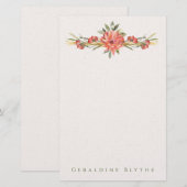 Persoonlijk briefpapier met koraalbloemen (Voorkant / Achterkant)