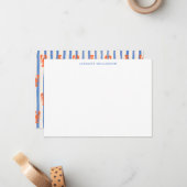 Persoonlijk briefpapier met kreeftstreeppatroon notitiekaartje (Voorkant / Achterkant in situ)