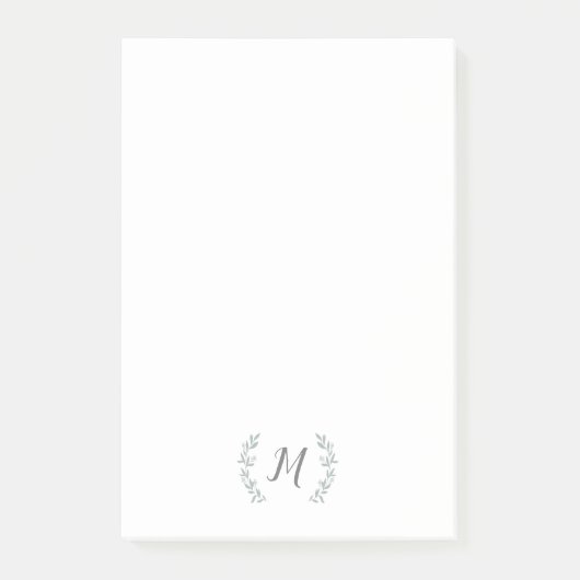 Persoonlijk briefpapier met lauwerkrans monogram post-it® notes (Voorkant)