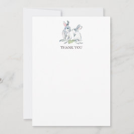 Persoonlijk briefpapier met lentekonijn Dank je we Notitiekaartje