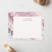 Persoonlijk briefpapier met mooie vintage rozen notitiekaartje (Voorkant / Achterkant in situ)