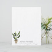 Persoonlijk briefpapier met waterverf potplant briefhoofd (Staand voorkant)