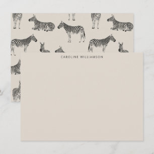 Persoonlijk briefpapier met zebra-patroon illustra notitiekaartje