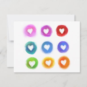Persoonlijk briefpapier: Regenboog liefdeshartjes Notitiekaartje