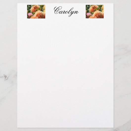 Persoonlijk Briefpapier Uw Naam Dahlia Bloemen (Voorkant)