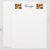 Persoonlijk Briefpapier Uw Naam Dahlia Bloemen (Voorkant / Achterkant)