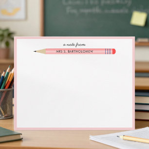 Persoonlijk briefpapier voor waardering voor lerar notitiekaartje