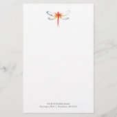 Persoonlijk briefpapier Waterverf Rode Libel (Voorkant)