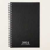 Persoonlijk briefpapier · Zwart leder 202x per wee Planner (Voorkant)