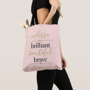 Persoonlijk Briljant Mooie Dappere Blush Roze Tote Bag