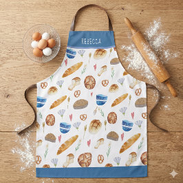 Persoonlijk brood & bakkerij watercolorpatroon schort
