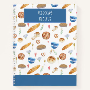 Persoonlijk brood & bakkerij waterverfpatroon notitieboek
