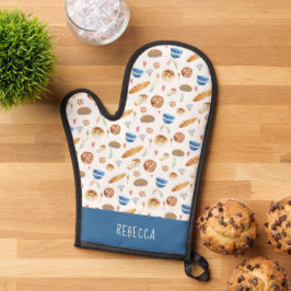 Persoonlijk brood & bakkerij waterverfpatroon ovenwant
