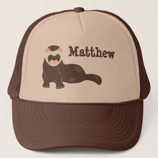 Persoonlijk Brown Ferret Baseball Trucker Pet (Voorkant)