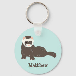 Persoonlijk Brown Ferret Mint Green Sleutelhanger