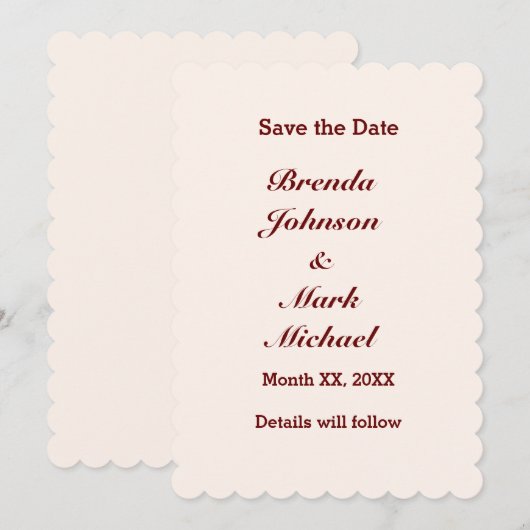 Persoonlijk Bruid & Bruidegom Plat Save The Date (Voorkant / Achterkant)