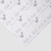 Persoonlijk bruid & bruidegom zilveren harten trou tissuepapier (Detail)