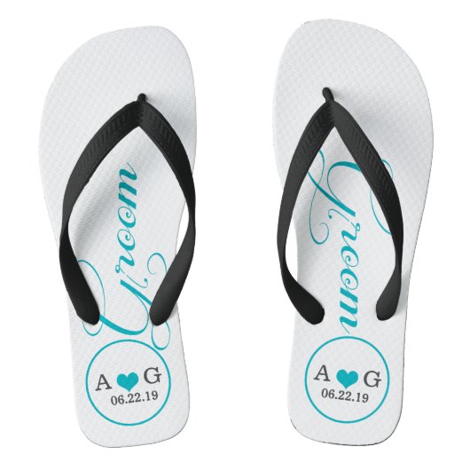 Persoonlijk Bruidegom (blauw) Teenslippers (Voetbed)