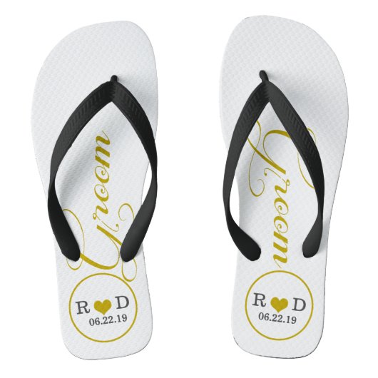 Persoonlijk Bruidegom (goud) Teenslippers (Voetbed)