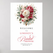 Persoonlijk bruidsfeest welkomstbord bloemendesign poster (Voorkant)