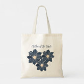 Persoonlijk bruidsfeestcadeau blauw bloemmotief tote bag (Achterkant)