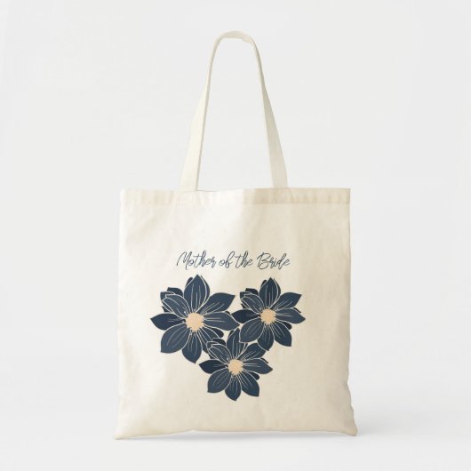 Persoonlijk bruidsfeestcadeau blauw bloemmotief tote bag (Voorkant)