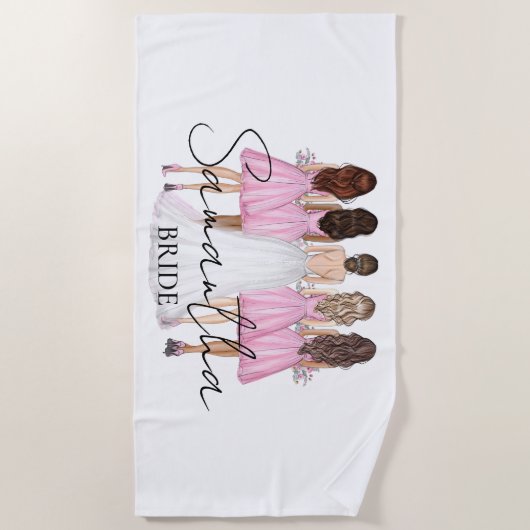 Persoonlijk bruidsgeschenk met eigen naam strandlaken (Voorkant)