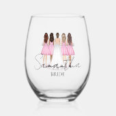 Persoonlijk bruidsgeschenk met eigen naam wijnglas zonder voet (Voorkant)