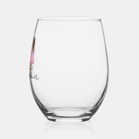 Persoonlijk bruidsgeschenk met eigen naam wijnglas zonder voet (Links)