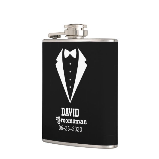 Persoonlijk Bruidsjonker Cadeau Zwart Heupfles (Links)