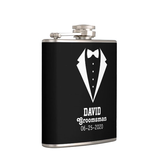 Persoonlijk Bruidsjonker Cadeau Zwart Heupfles (Rechts)