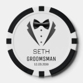 Persoonlijk Bruidsjonker Huwelijk Smoking Monogram Poker Chips (Voorkant)