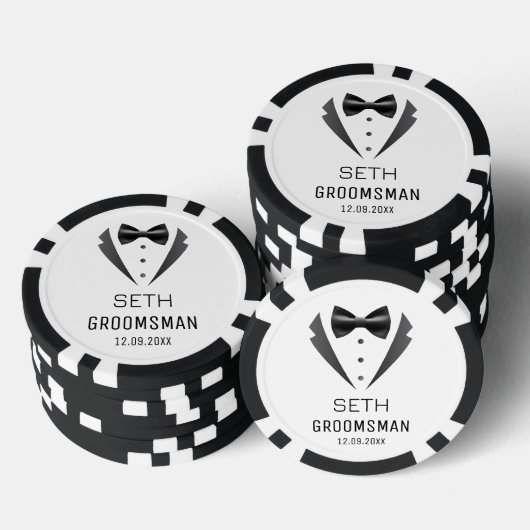 Persoonlijk Bruidsjonker Huwelijk Smoking Monogram Poker Chips (Opstapeling)