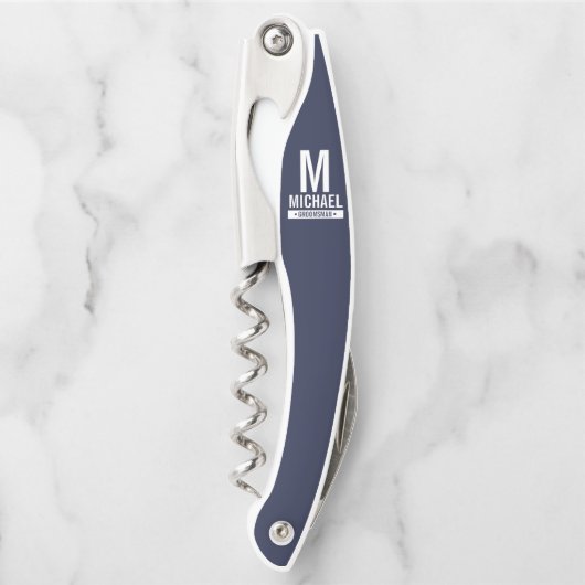 Persoonlijk Bruidsjonker Monogram en Naam Kurkentrekker (Voorkant)