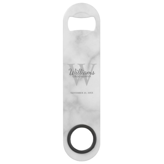 Persoonlijk Bruidsjonker Monogram en Naam Speed Flessenopener (Voorkant)