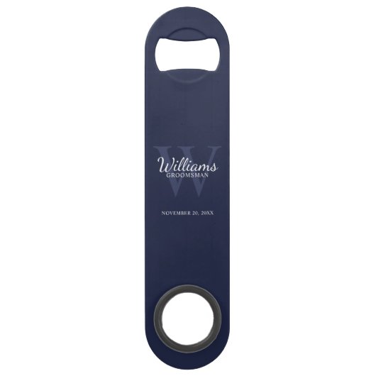 Persoonlijk Bruidsjonker Monogram en Naam Speed Flessenopener (Voorkant)