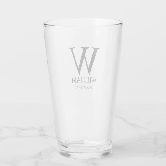 Persoonlijk Bruidsjonker Monogram & Naam Glas (Achterkant)