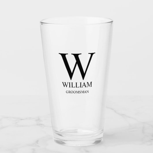 Persoonlijk Bruidsjonker Monogram & Naam Glas (Voorkant)